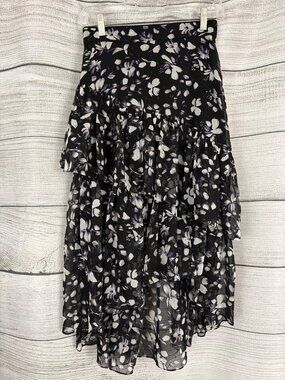 Eliza J Ruffle Asymmetrical Chiffon Skirt Size 0